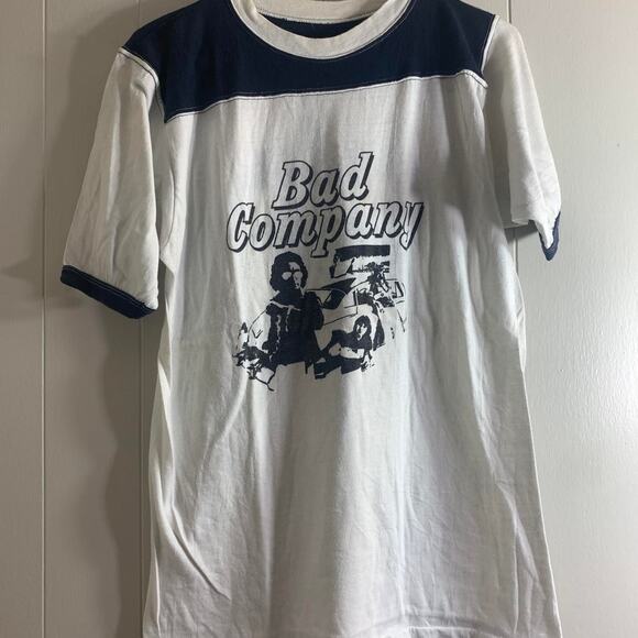 70’s BAD COMPANY SWAN SONG RECORD LABEL single stitch ringer style tee shirt XL - Picture 3 of 7
